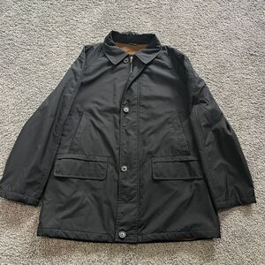 Vintage Canali Wind Tech Jacket Coat Zip Button Black Wool Lined Mens 2XL Italy